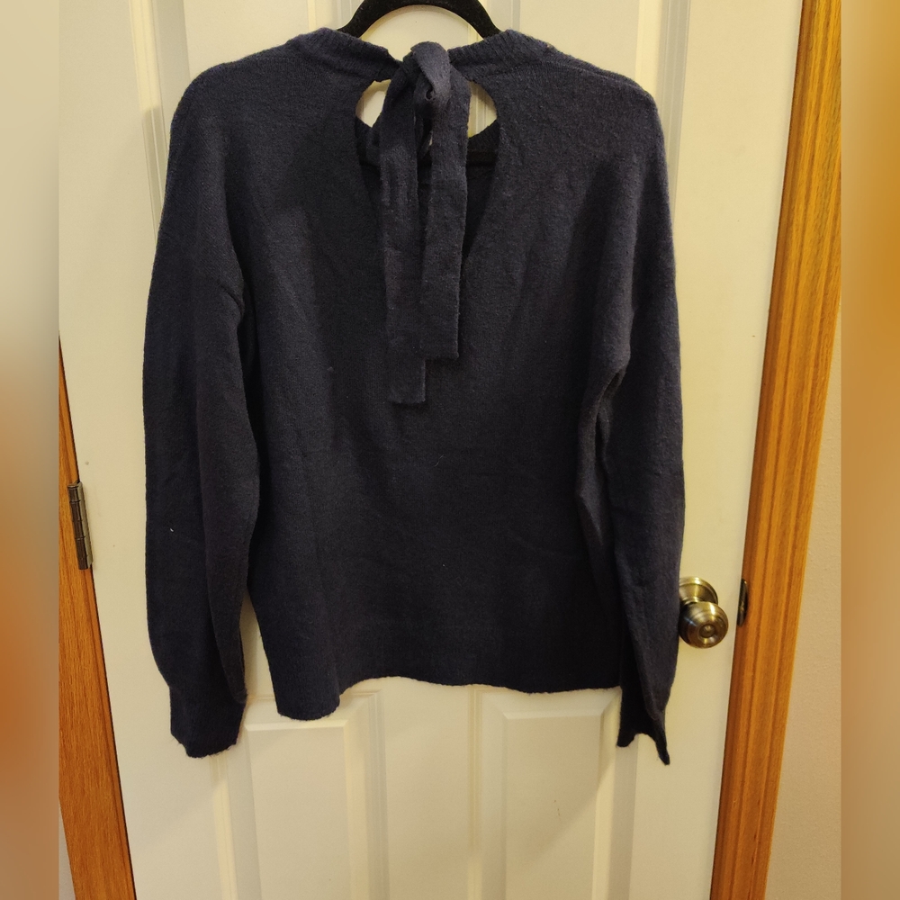 Navy Blue Pearl-Embellished Sweater - Picture 2 of 2
